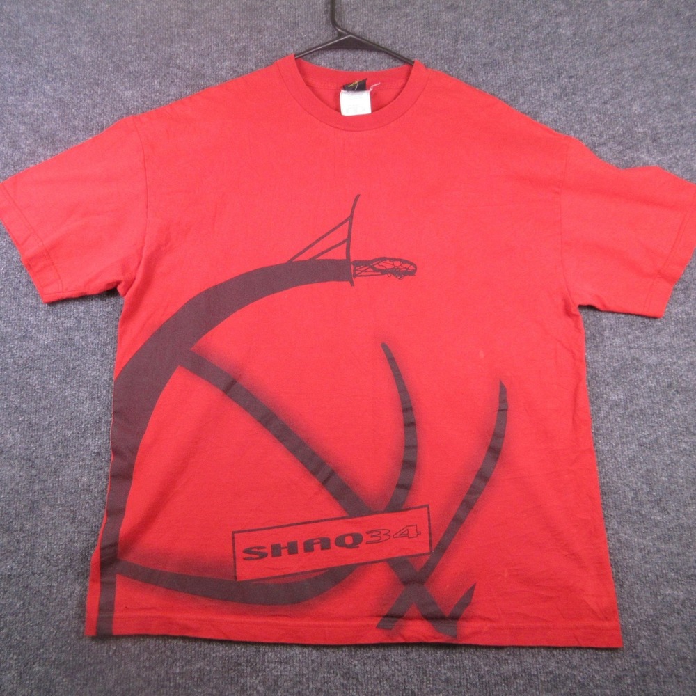 Vintage Y2K Shaq Shirt Mens XL Red SHAQ 34 NBA Basketball Graphic T Shirt 90s